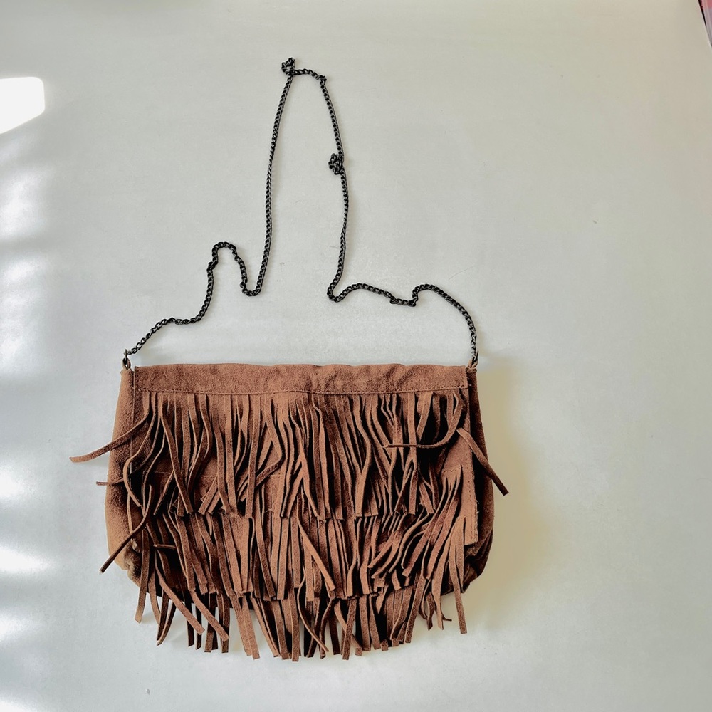 Fringe Brown Shoulder Bag